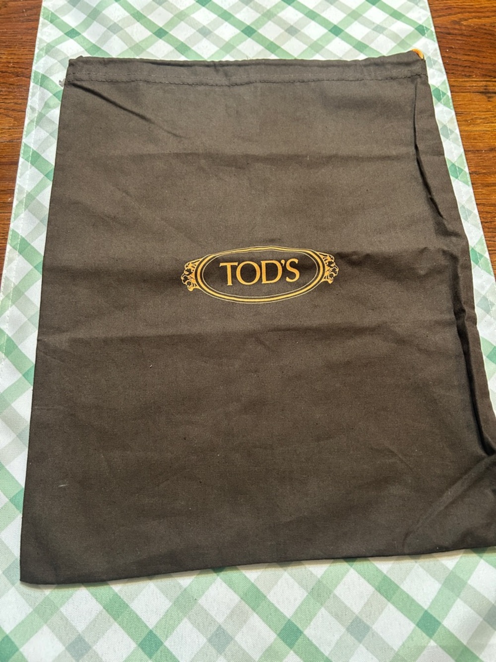 TOD'S Brown Dust Bag with Logo 15”x12”